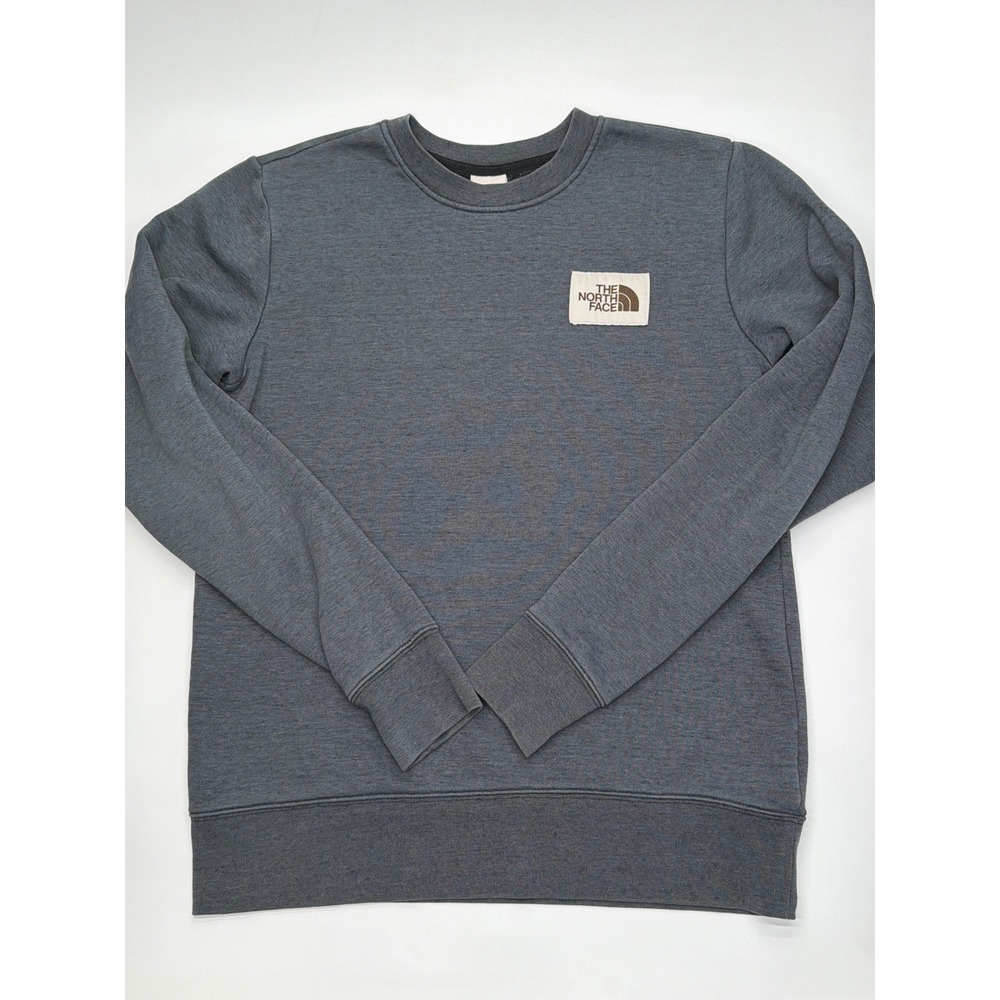 The North Face Mens‎ Crewneck Sweatshirt Charcoal Grey Fleece Logo Patch Small
